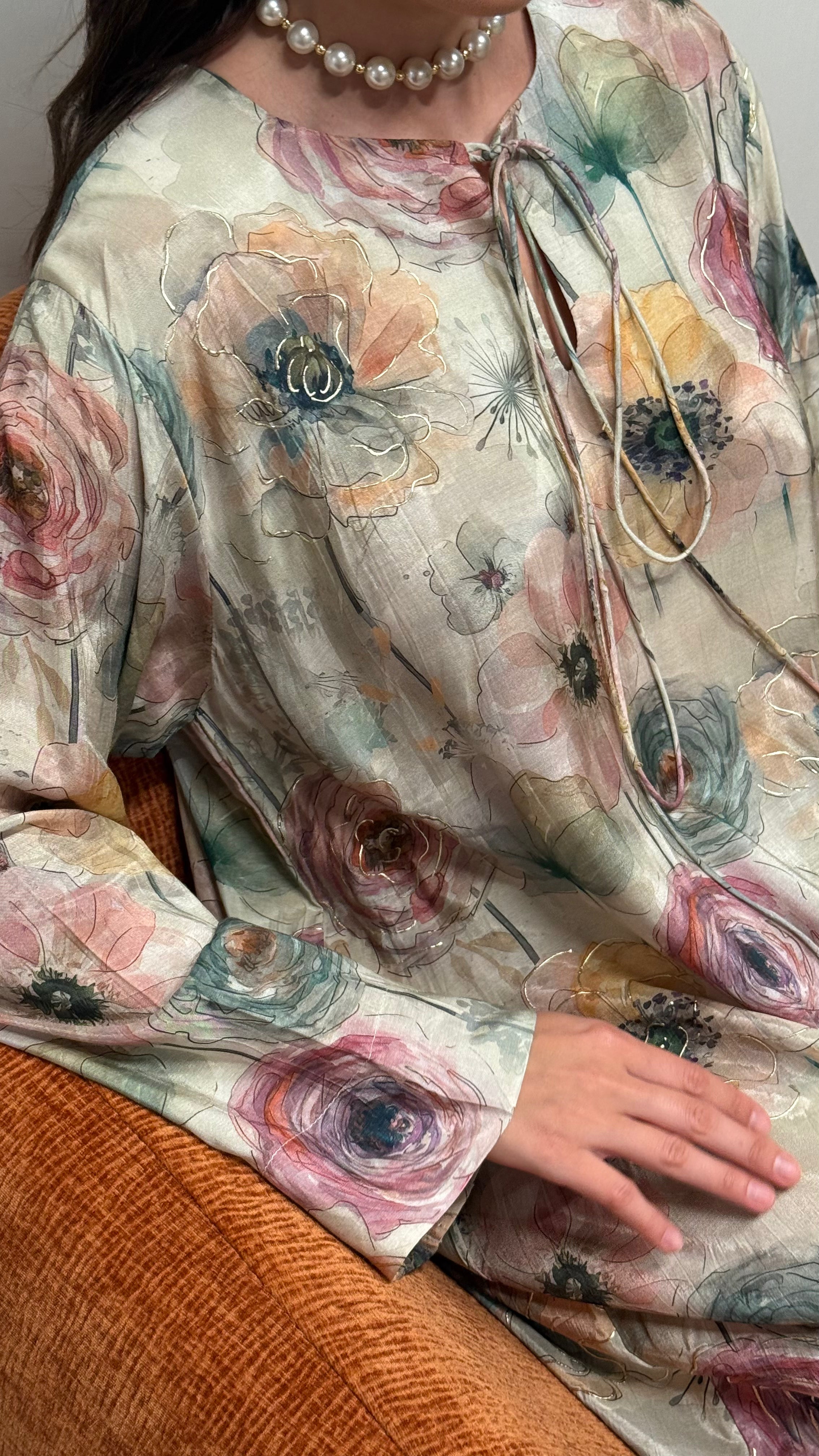 Jalabiya- Gray Floral