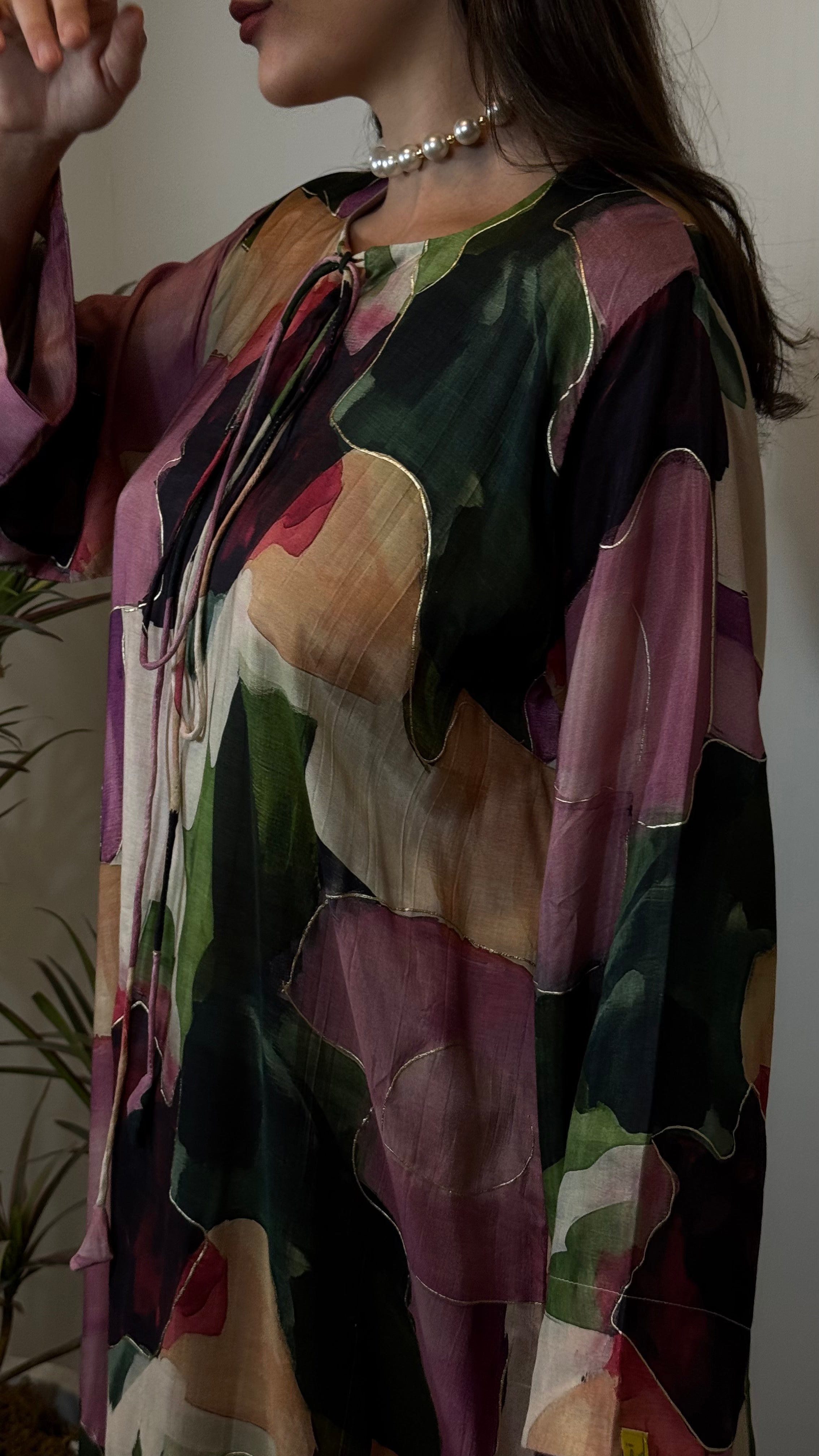 Jalabiya- Burgandy Abstract