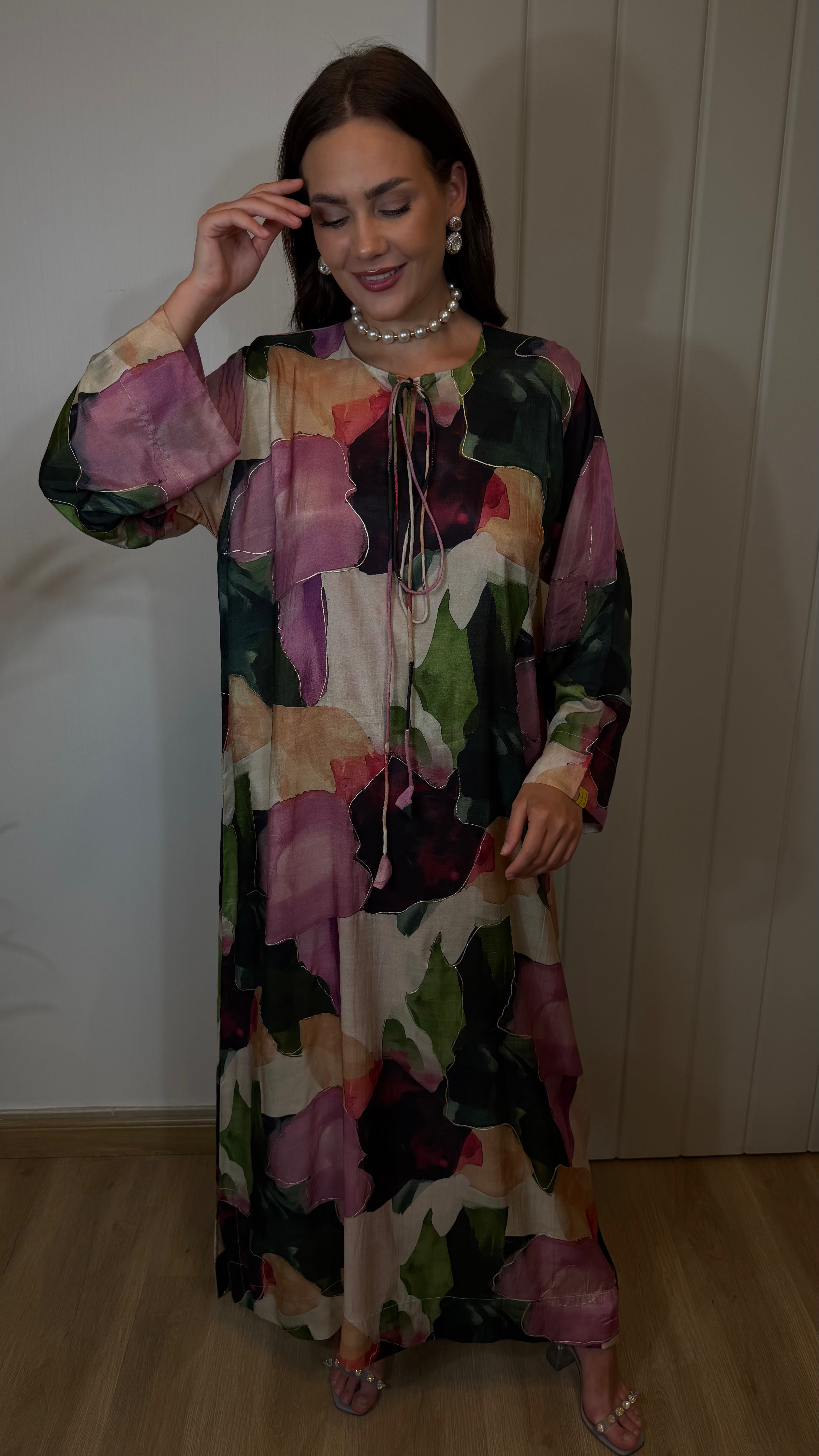 Jalabiya- Burgandy Abstract