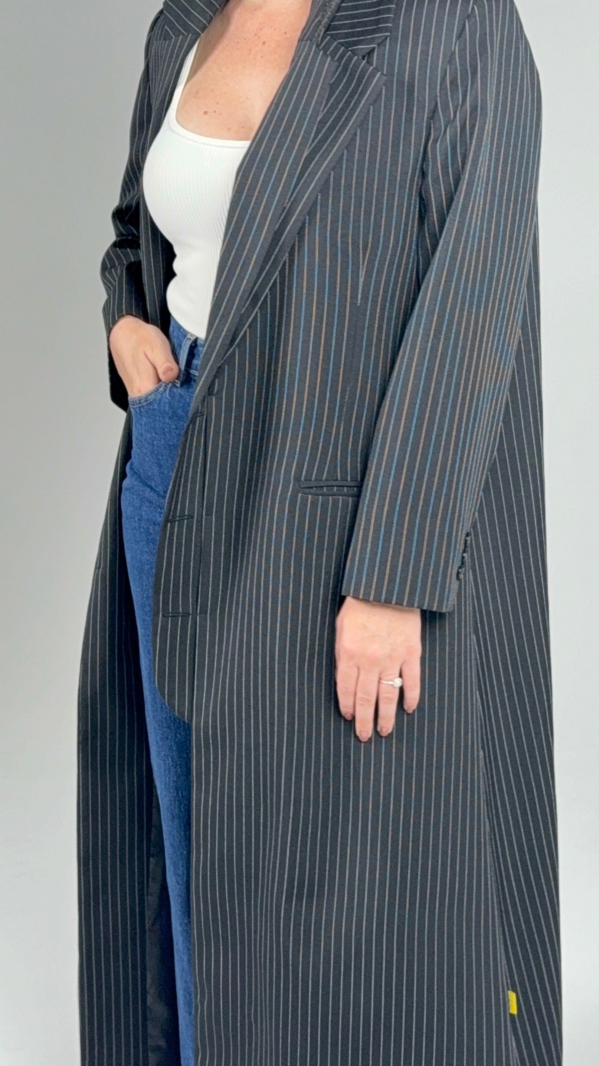 Double Collar Blazer- Black/White