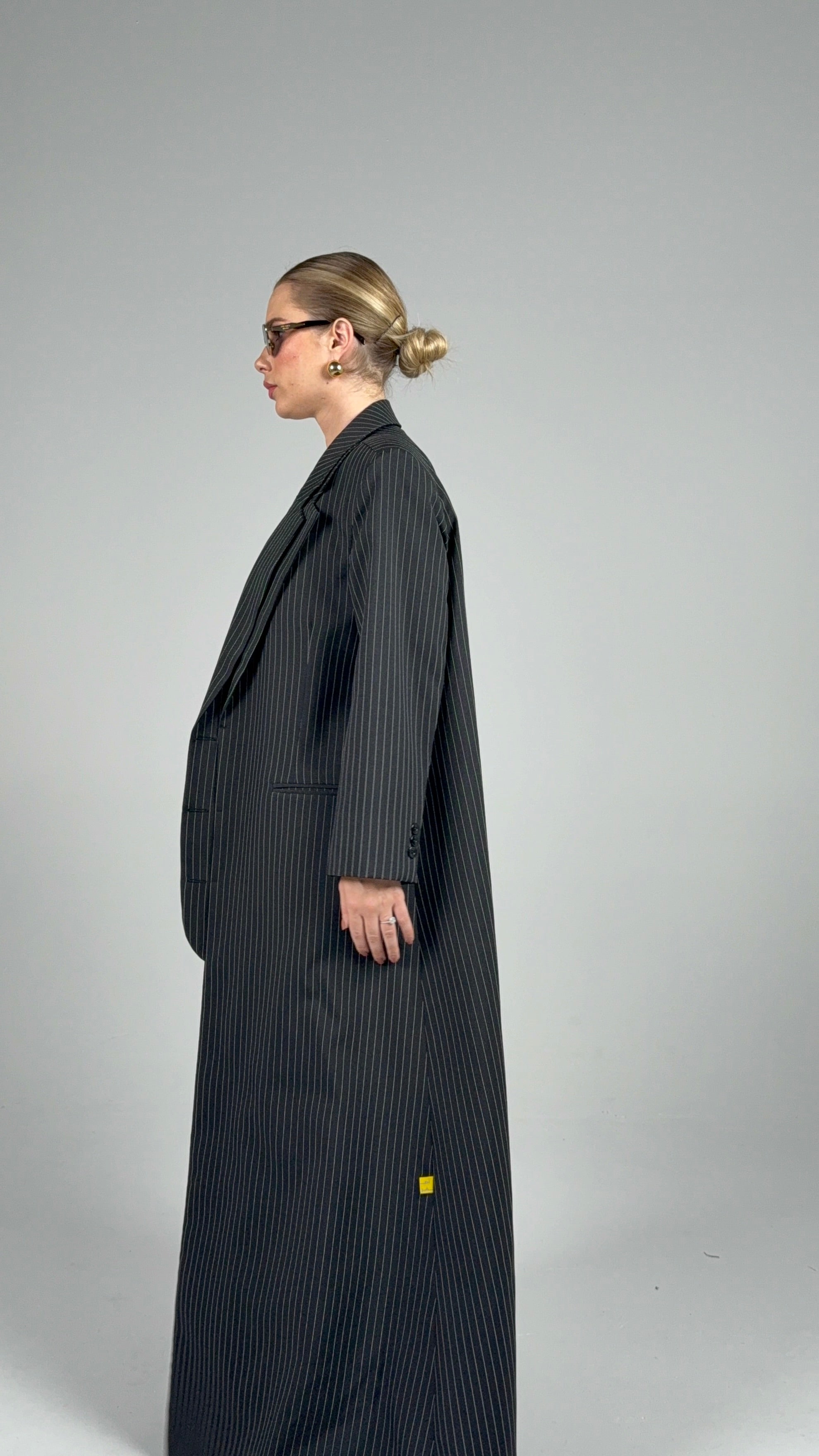 Double Collar Blazer- Black/Silver