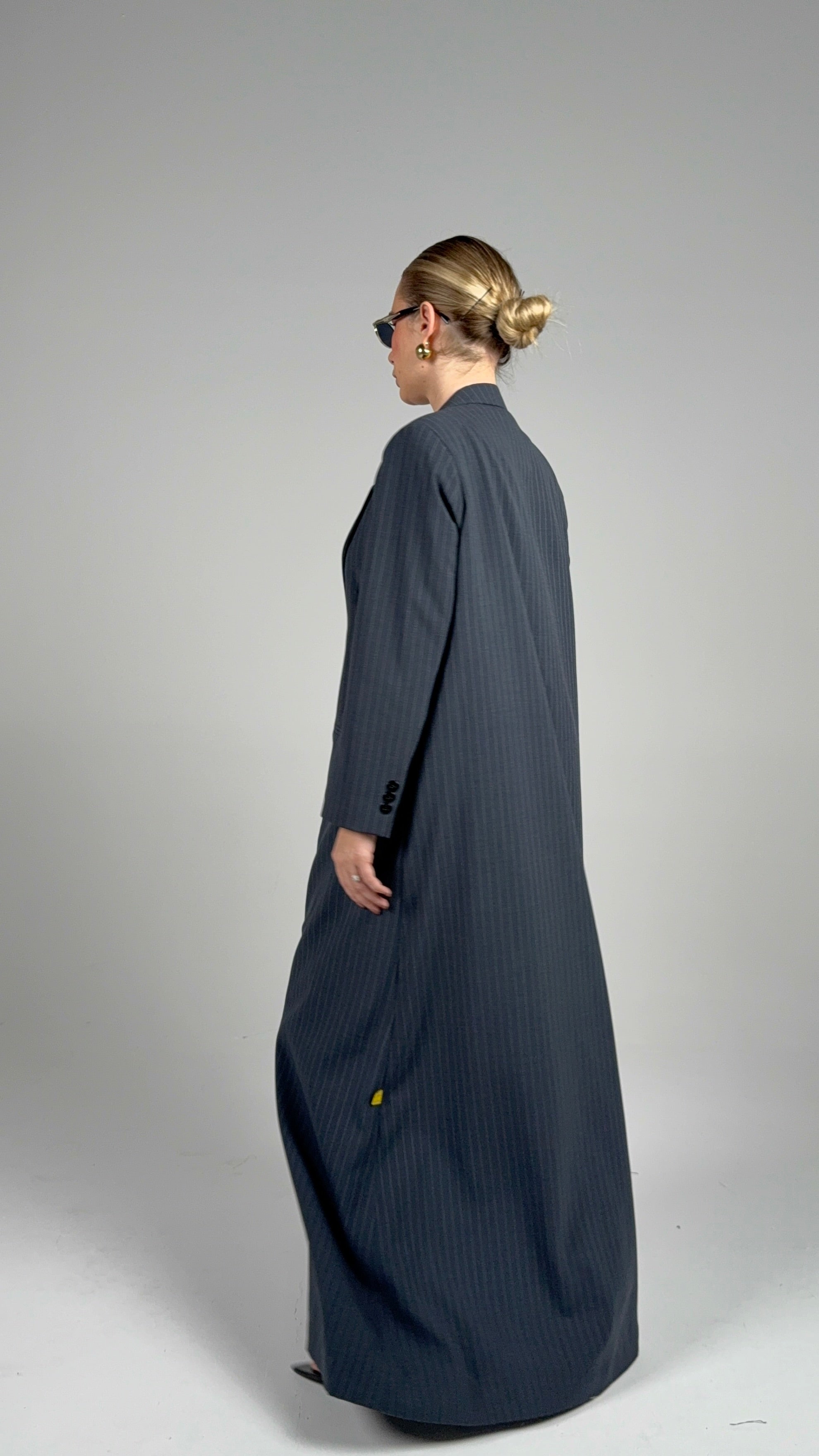 Double Collar Blazer- Gray/White