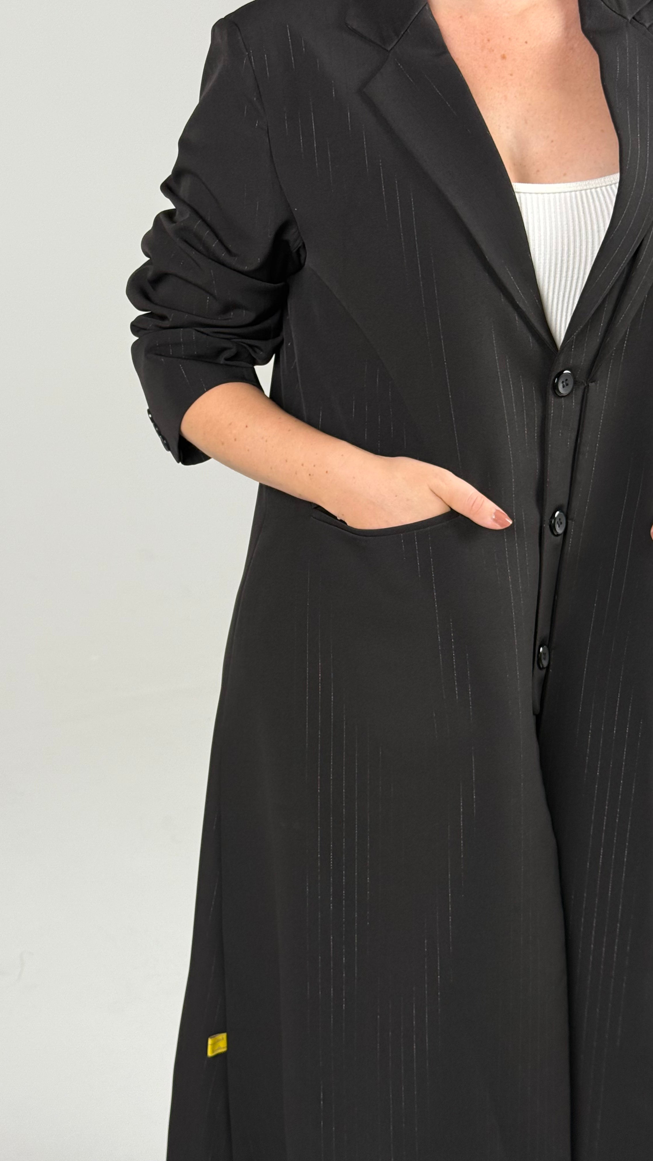Double Collar Blazer- Black/Silver