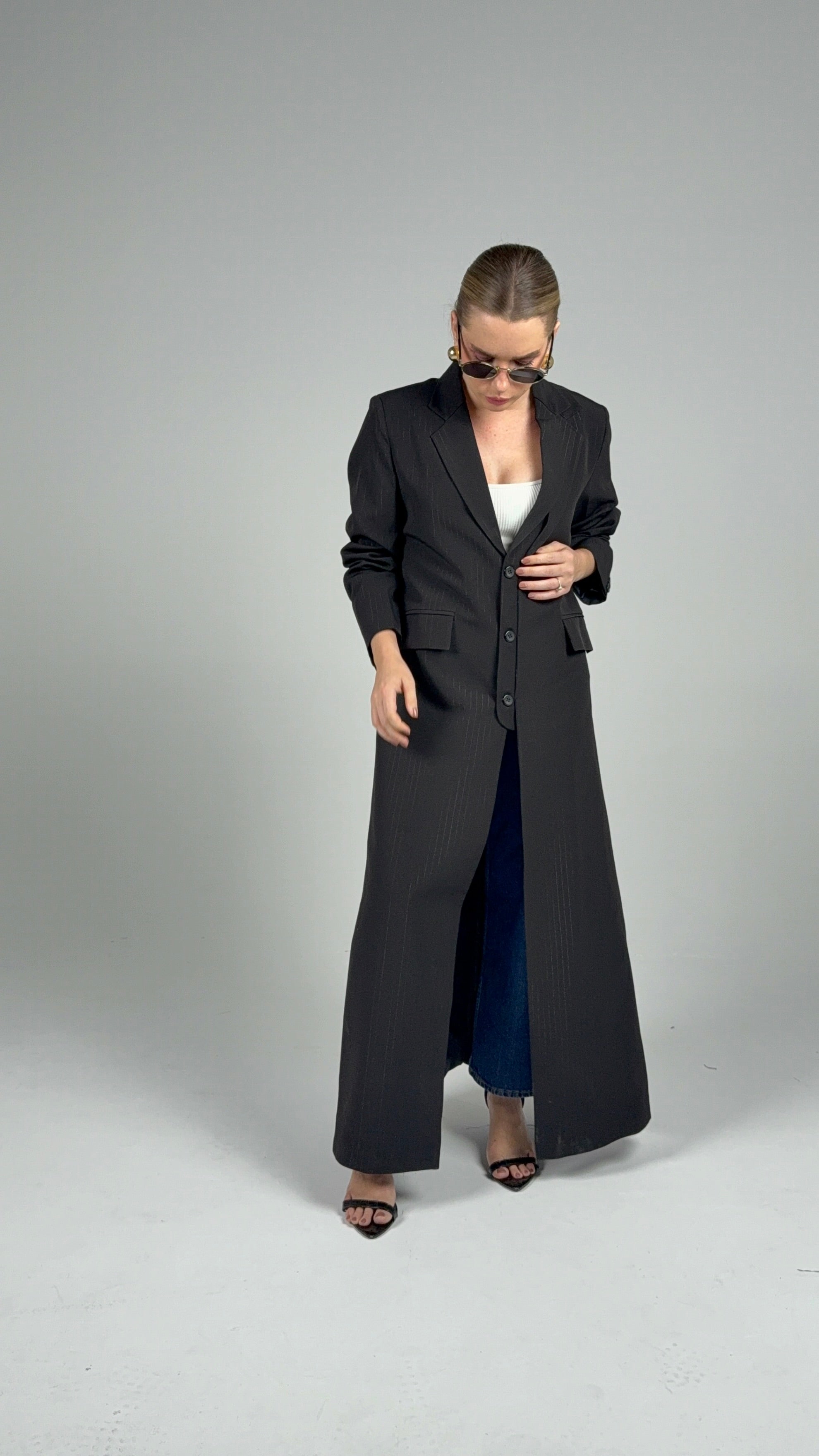 Double Collar Blazer- Black/Silver