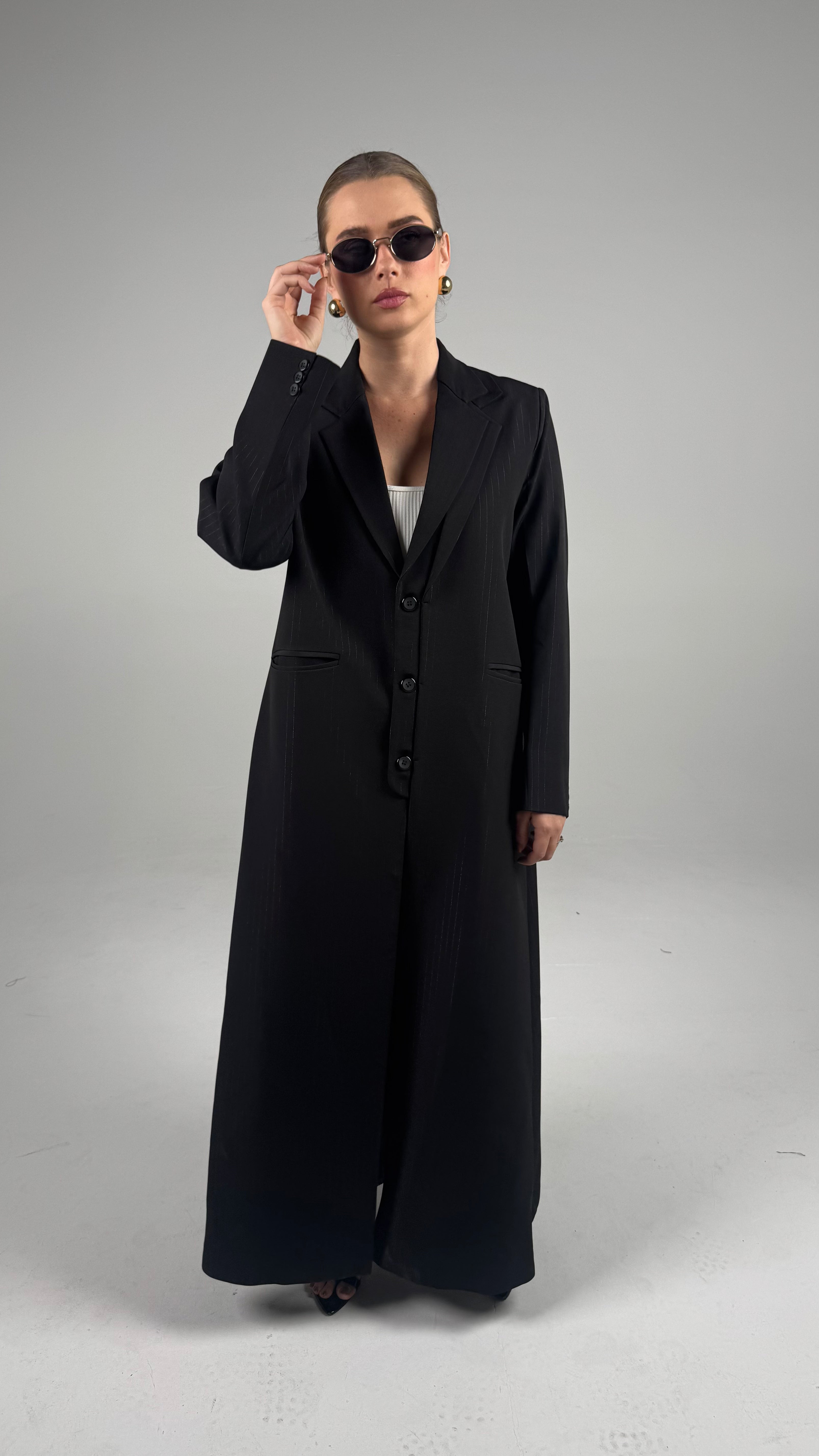 Double Collar Blazer- Black/Silver