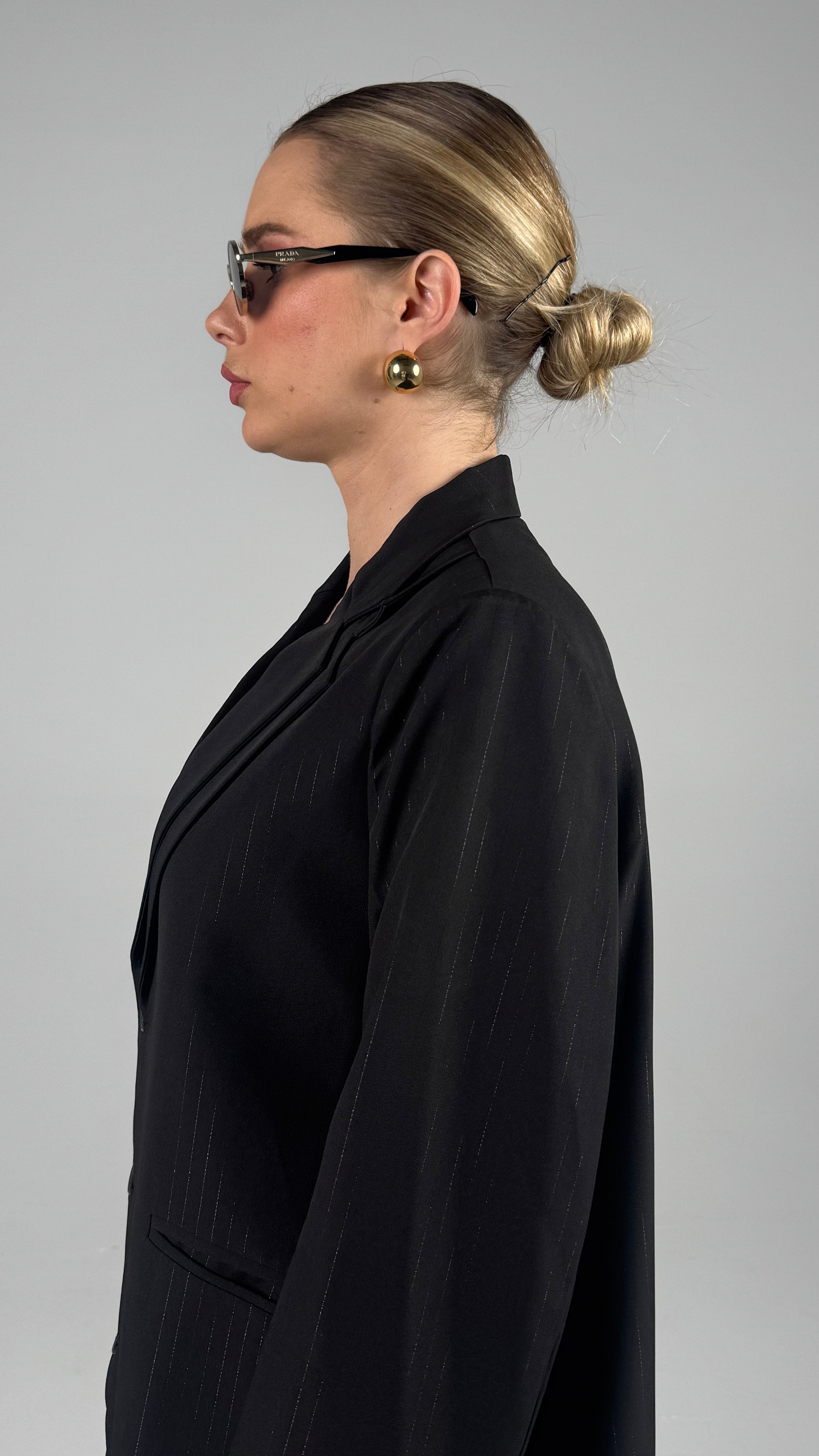Double Collar Blazer- Black/Silver