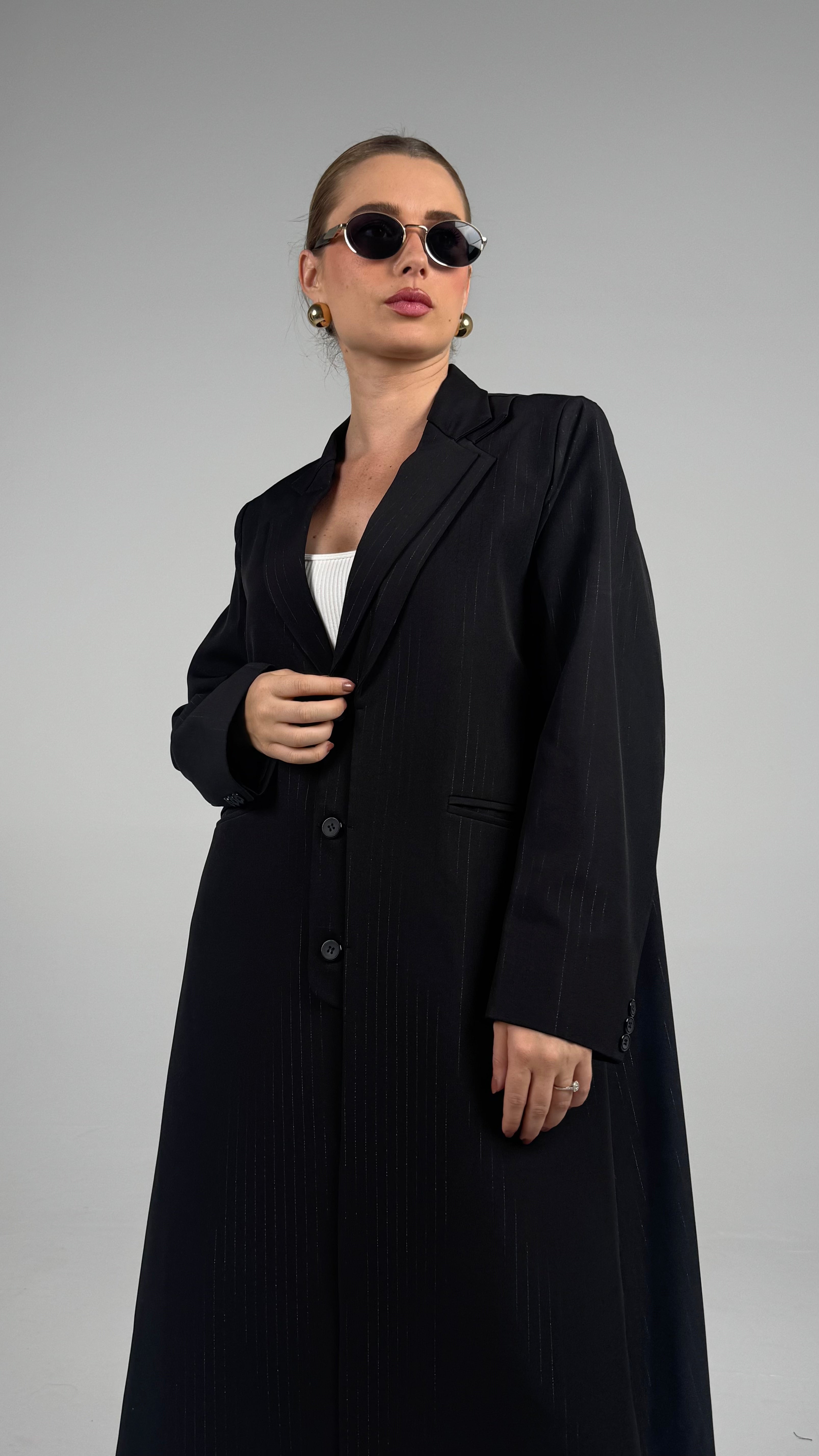 Double Collar Blazer- Black/Silver