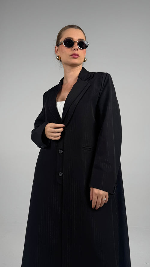 Double Collar Blazer- Black/Silver