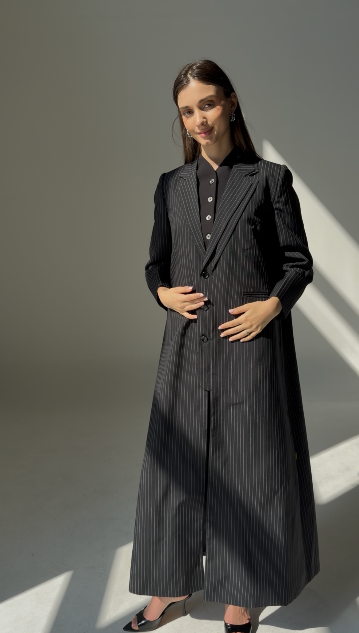 Double Collar Blazer- Black/White