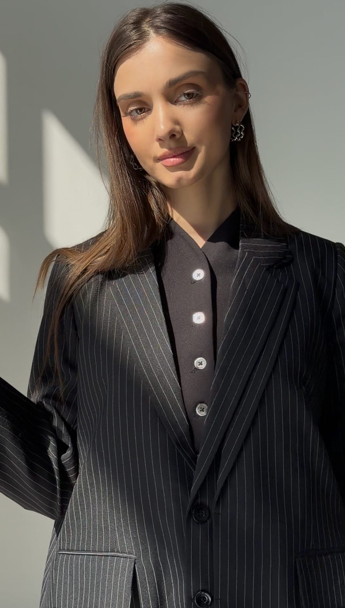 Double Collar Blazer- Black/White