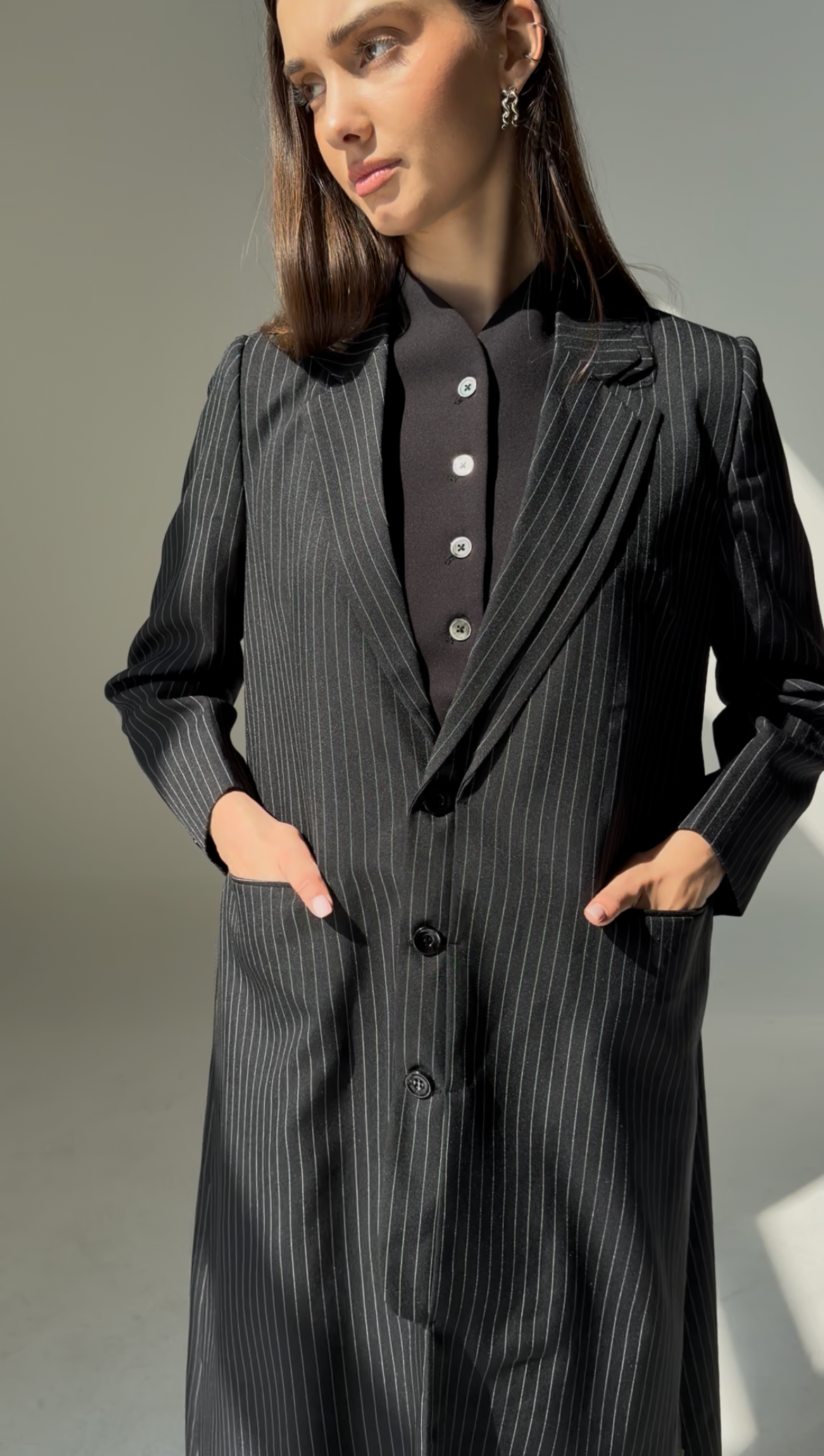 Double Collar Blazer- Black/White