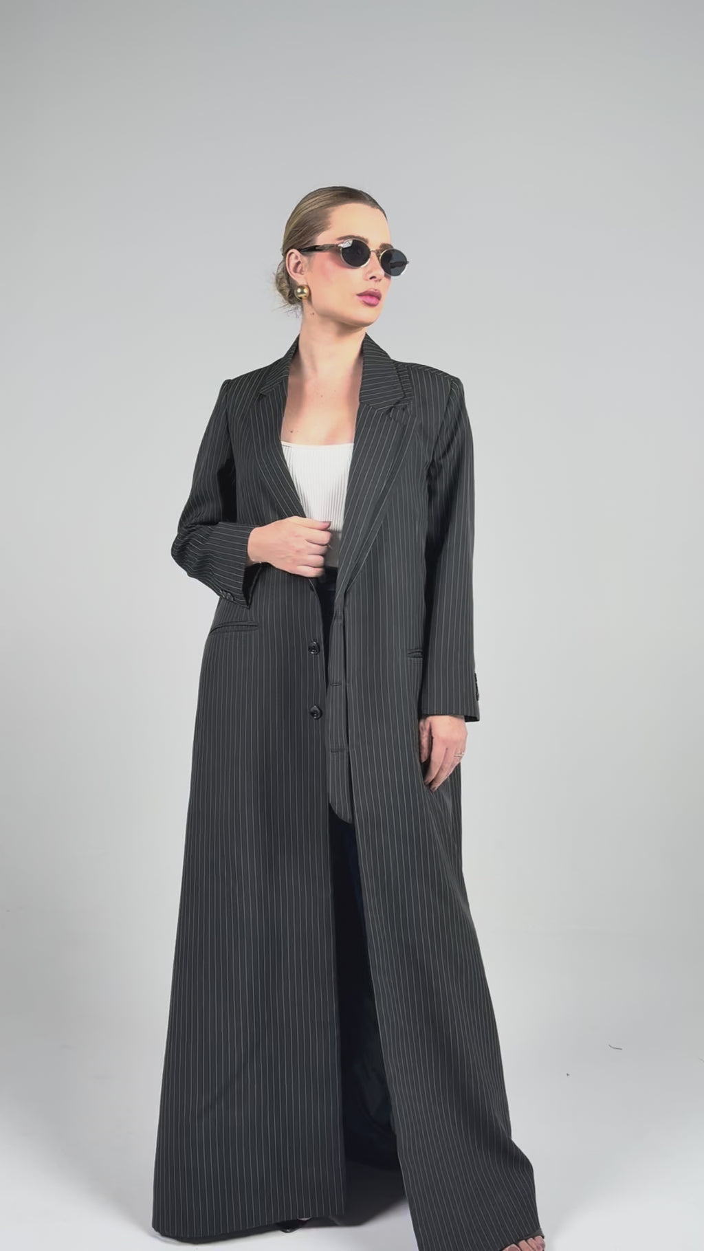 Double Collar Blazer- Black/White