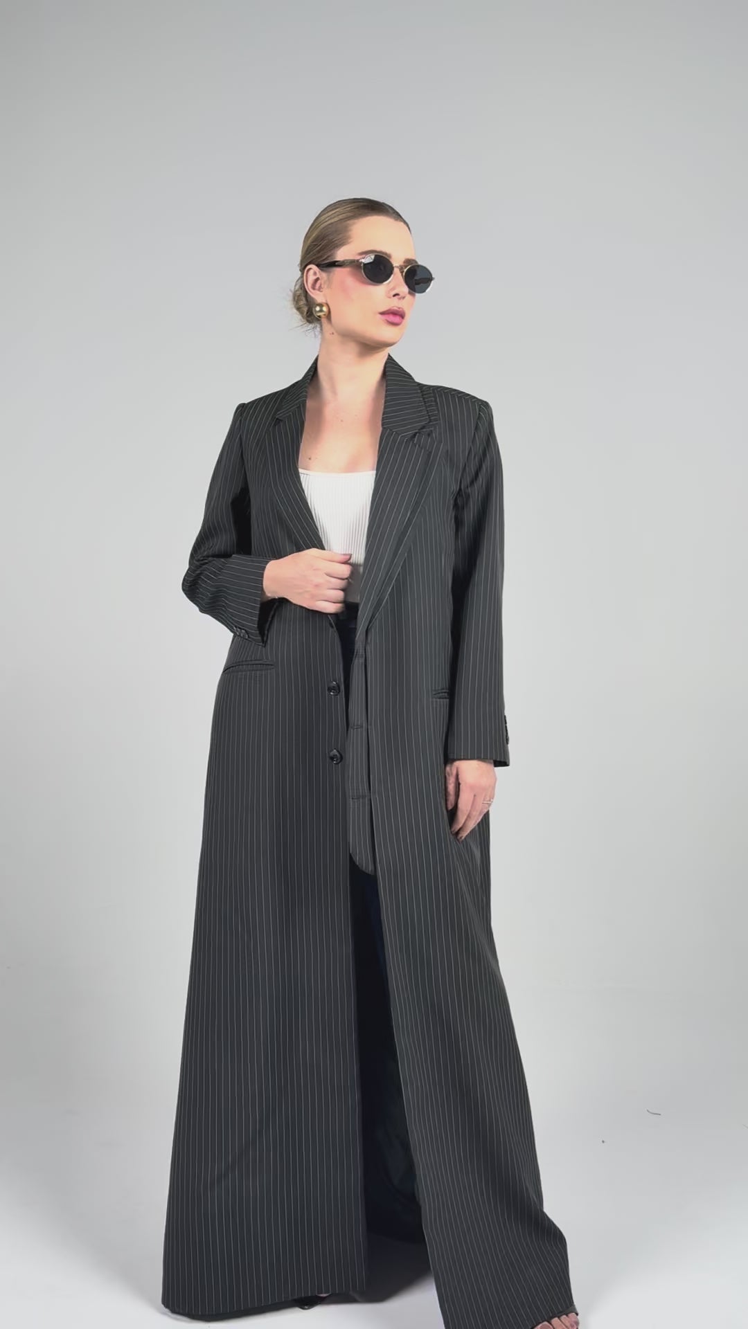 Double Collar Blazer- Black/White