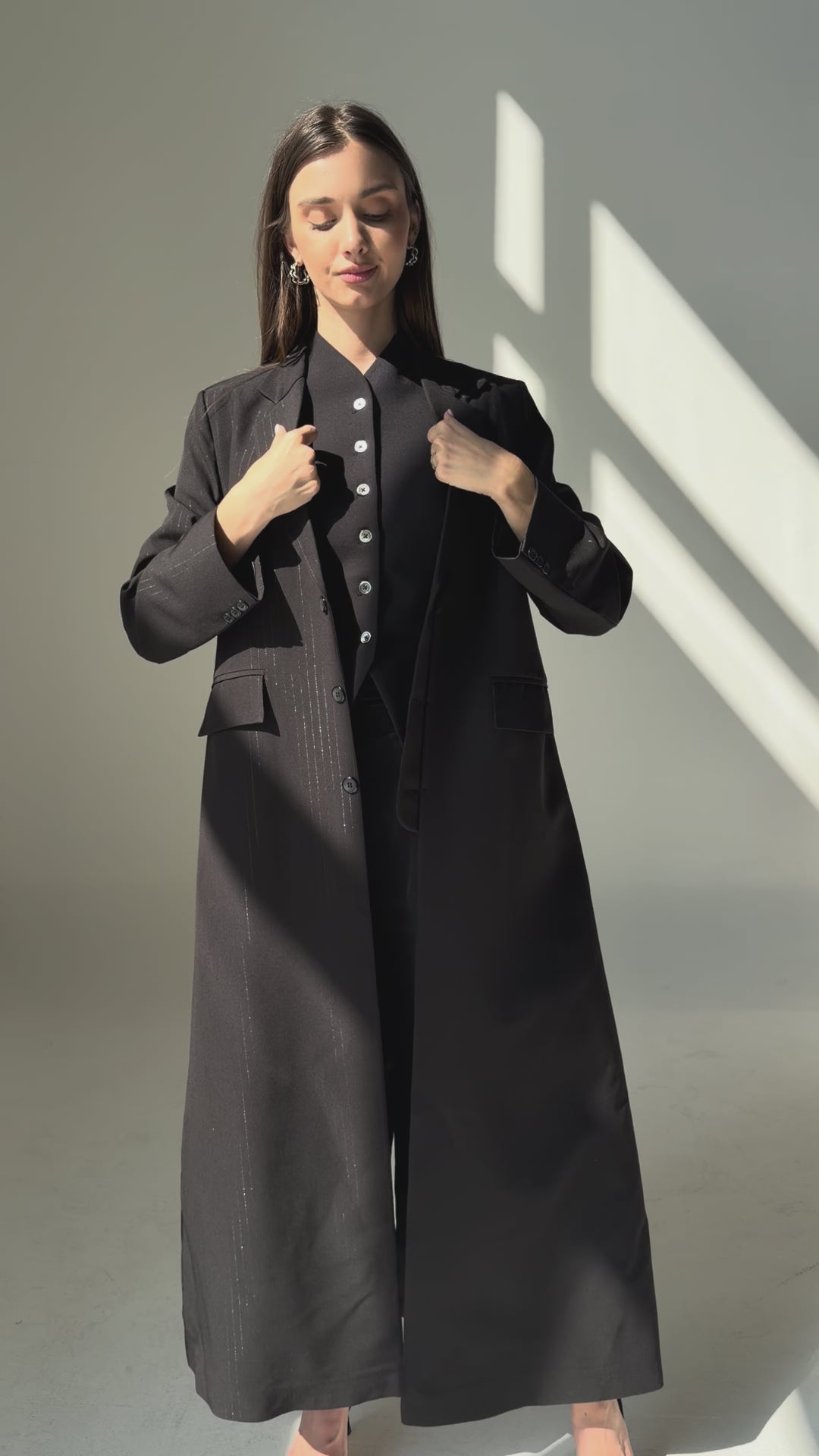 Double Collar Blazer- Black/Silver