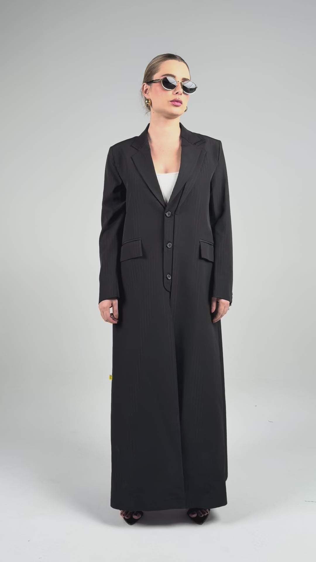 Double Collar Blazer- Black/Silver